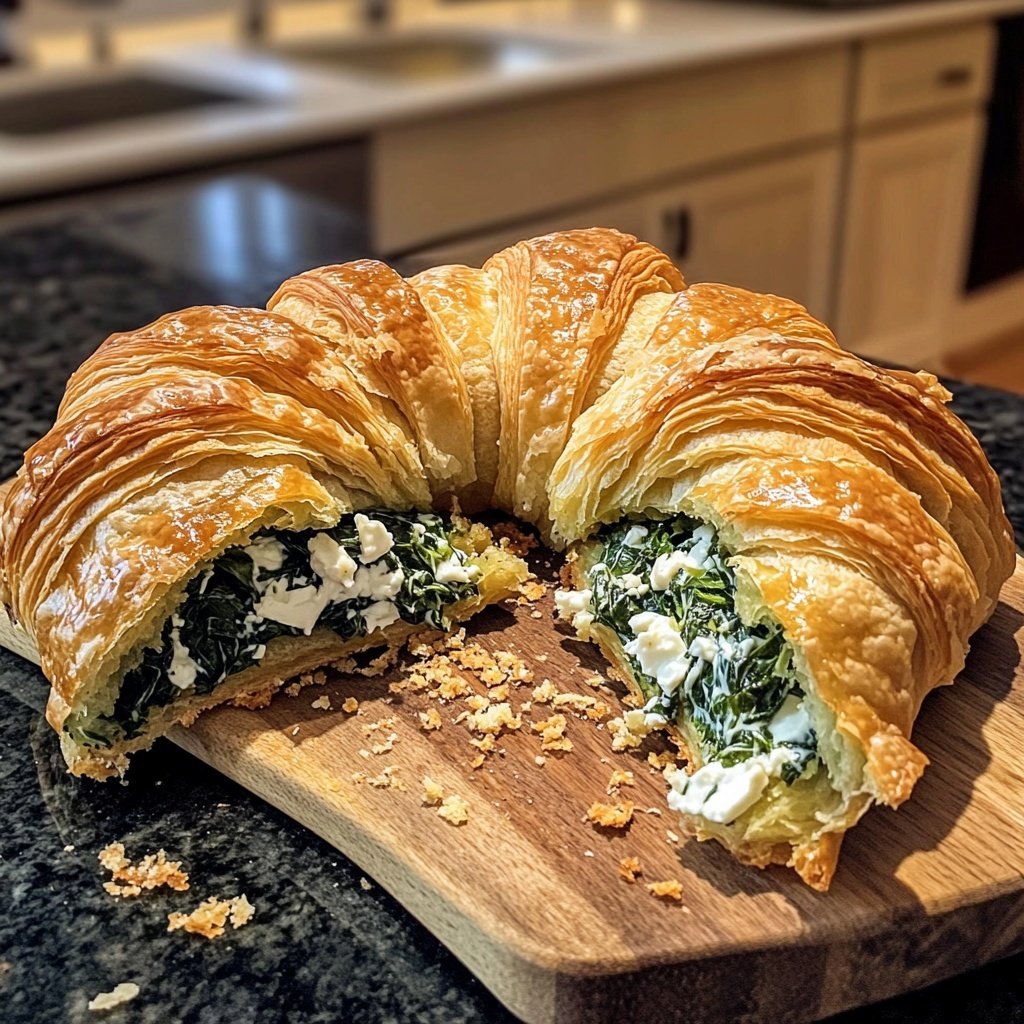 Healthy Spinach and Feta Croissant