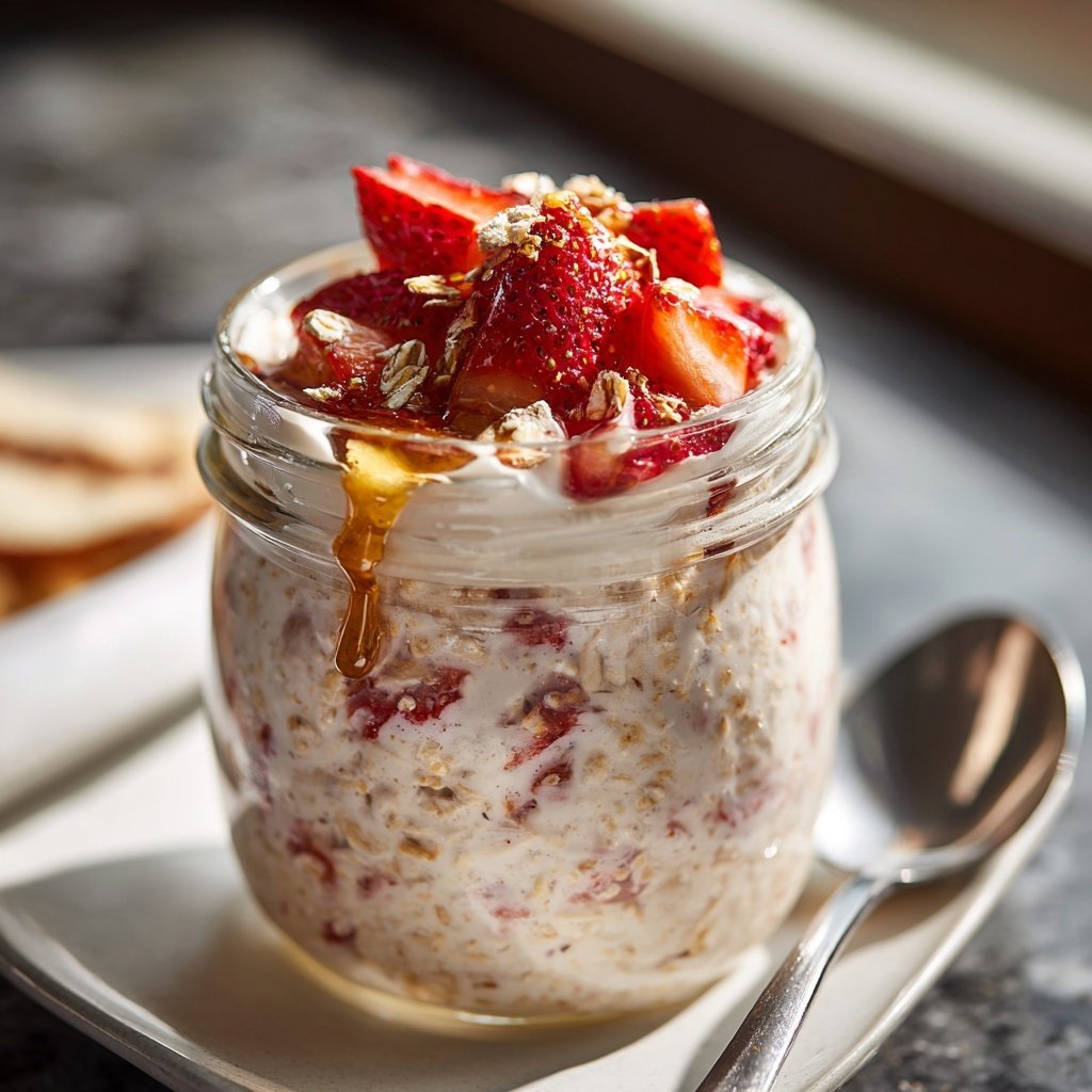Strawberry Cheesecake Overnight Oats Easy