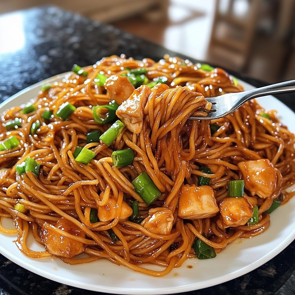 Sticky Garlic Chicken Noodles