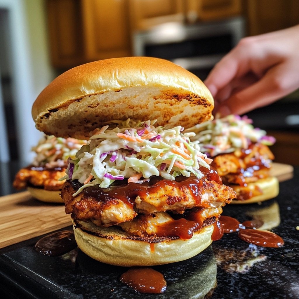 Spicy Crockpot BBQ Chicken Sandwiches