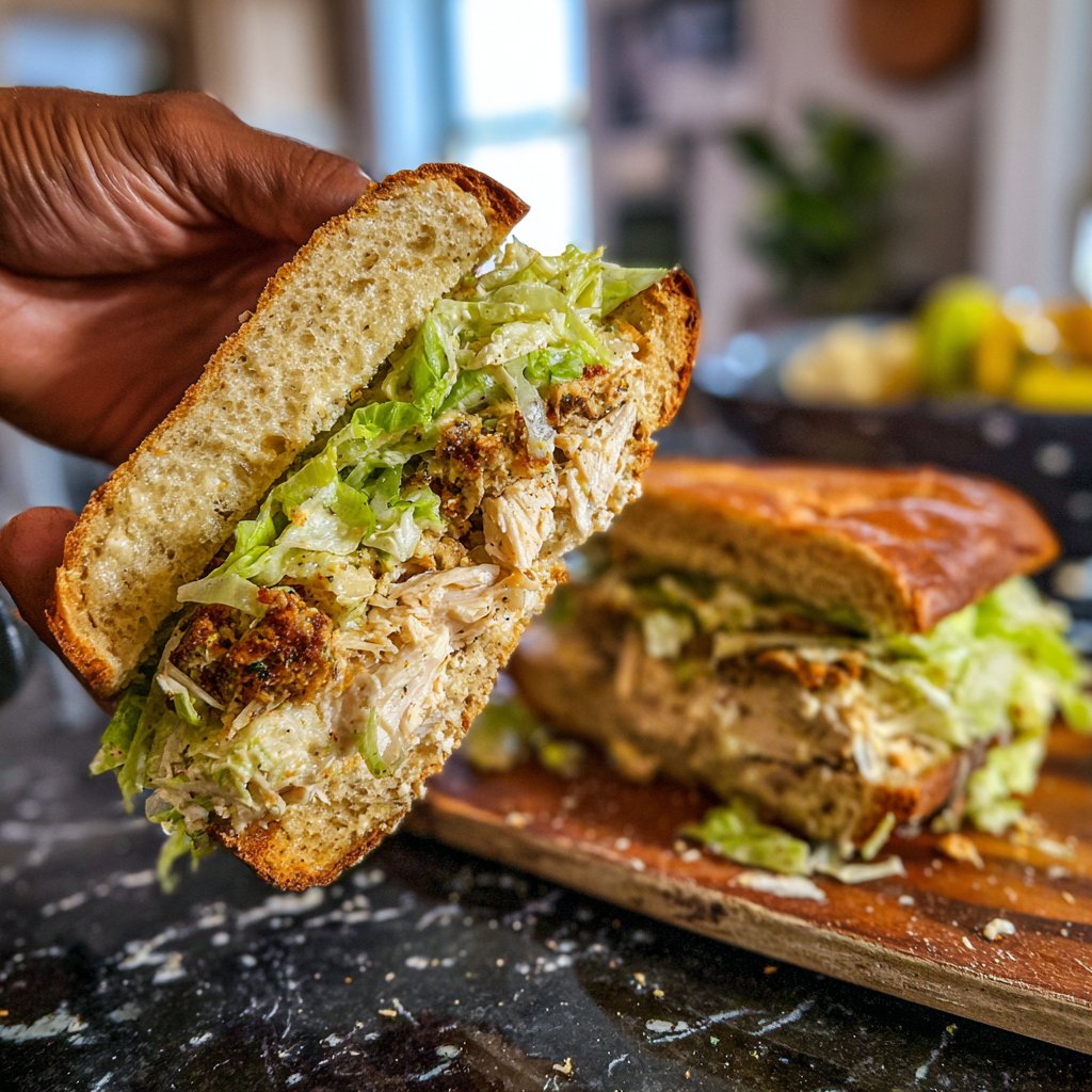 Easy Slow Cooker Chicken Caesar Sandwiches