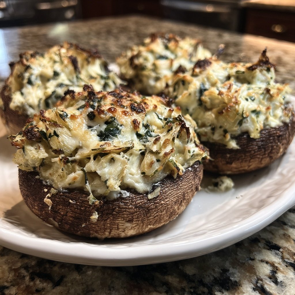 Spinach Artichoke Stuffed Portobellos