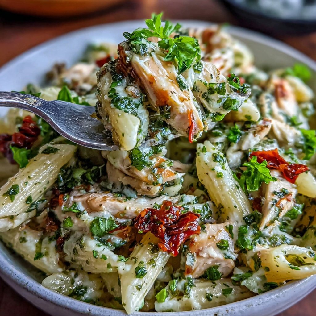 Chicken Pasta With Creamy Pesto Sauce