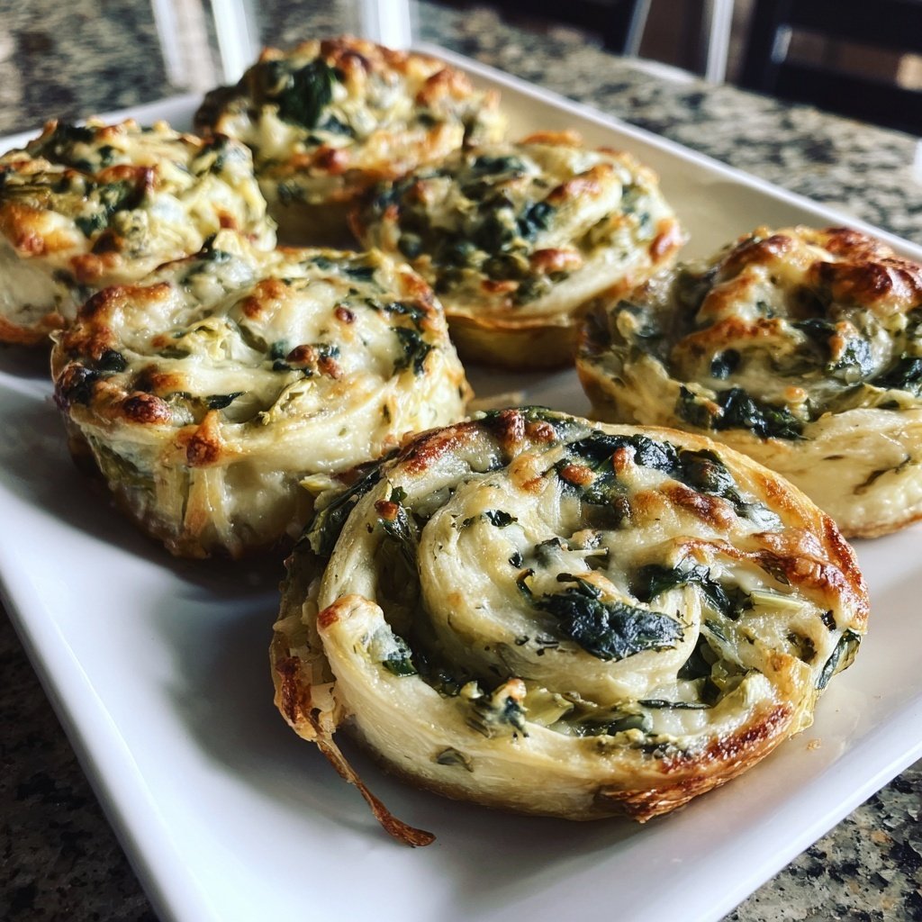 Cheesy Spinach and Artichoke Pinwheels