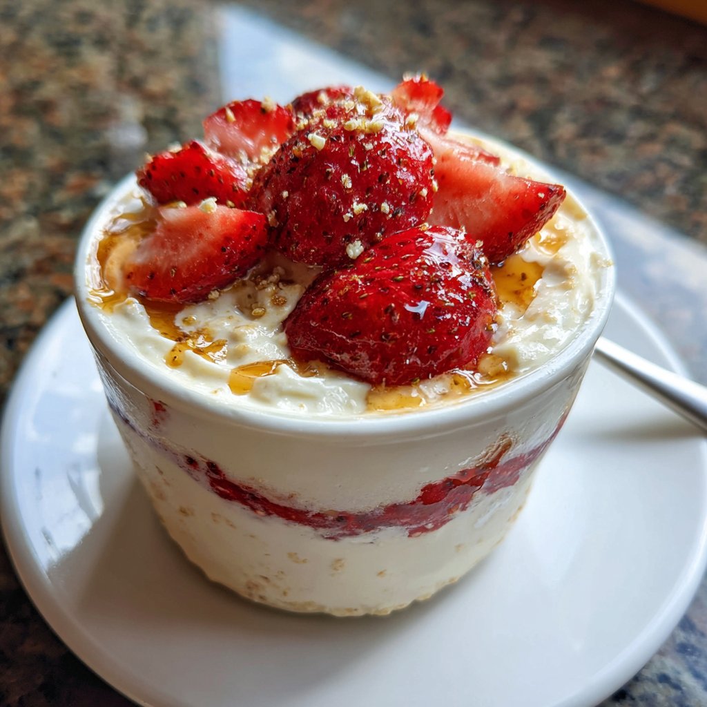 Strawberry Cheesecake Overnight Oats No Bake