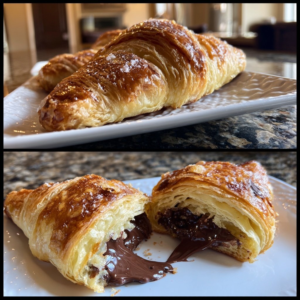 Valentines Breakfast Chocolate Croissants