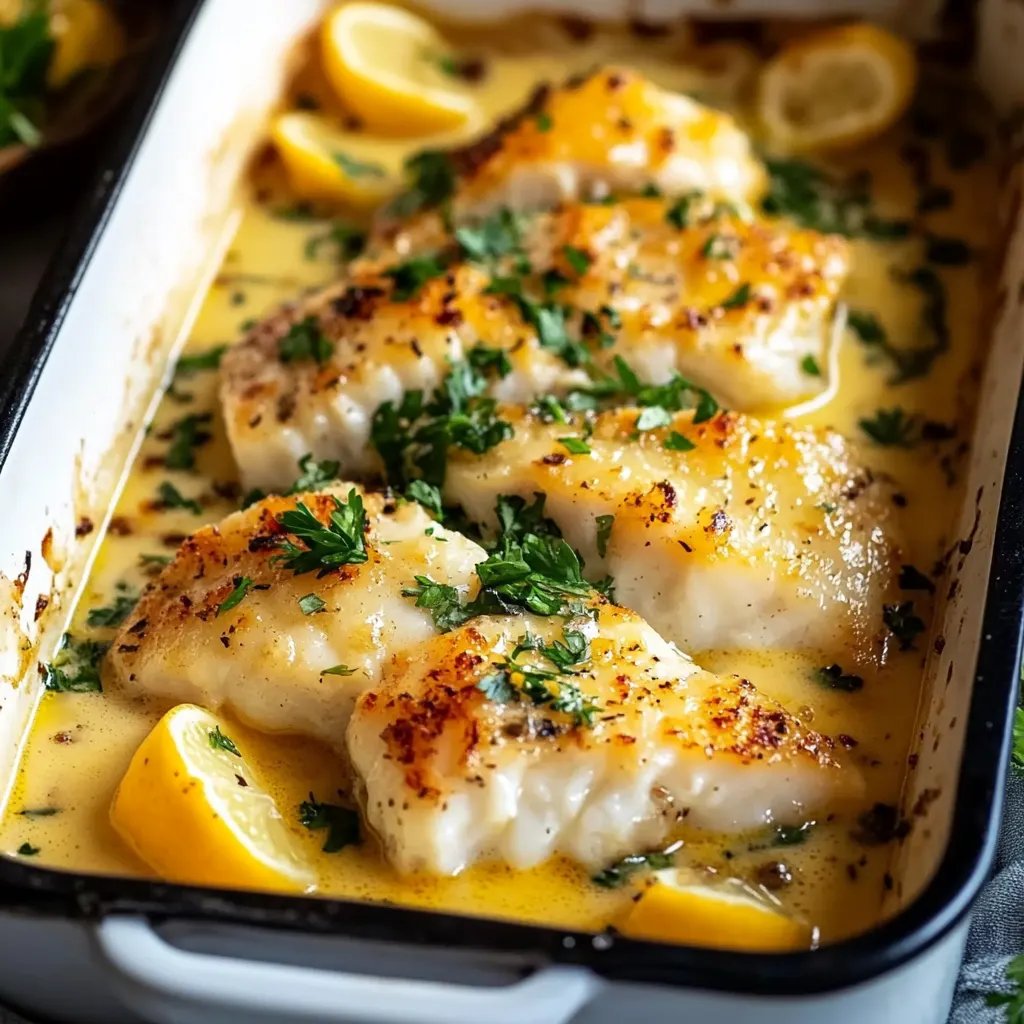 Baked Cod in Coconut Lemon Cream Sauce