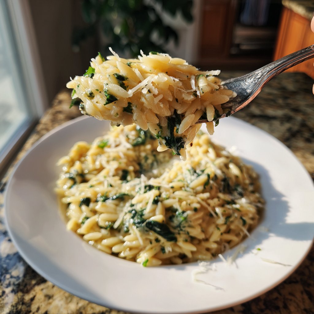Creamy Spinach Parmesan Orzo